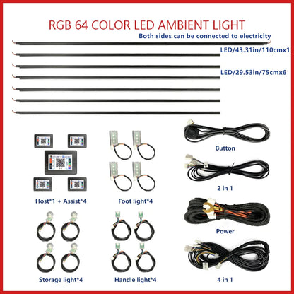 For Audi A4 B7 Customize Your Car’s Interior with Hidden LED Light Strips for Car Interiors Offering 64s APP RGB Symphony