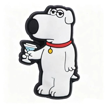 17-100pcs Cartoon Family Guy Shoe Charms For Slides Sandals, PVC Shoe Decorations Accessories For Christmas Gift Party Favor