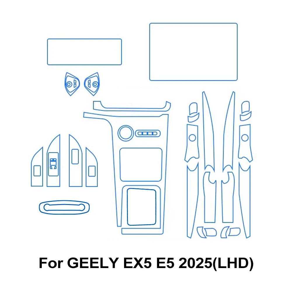 Transparent TPU Protective TPU Film for GEELY EX5 E5 2025 Car Interior Central Control Navigation Panel Pre-cut PPF Sticker