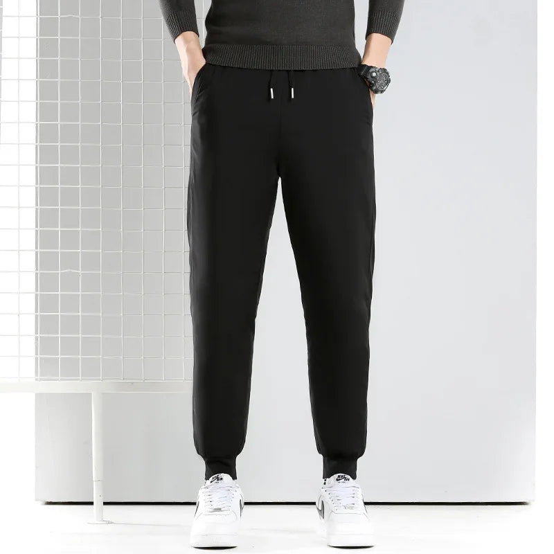 Men's down Pants Thick Winter Trousers Elastic Duck down Pants Warm Youth Casual Long Straight Leg Pants Outerwear