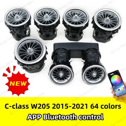 For Mercedes Benz C-class W205 Air Vent 3/64 Color Front and Rear Air Vent Ambient Light Turbine Nozzle Original APP Control