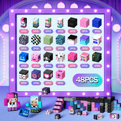 Magnetic Building Blocks Mine World Magnetic Pink Blossom Castle Brick Cube Toys Set STEM Sensory 2026 Gift for 3+ Boy Girl Kid