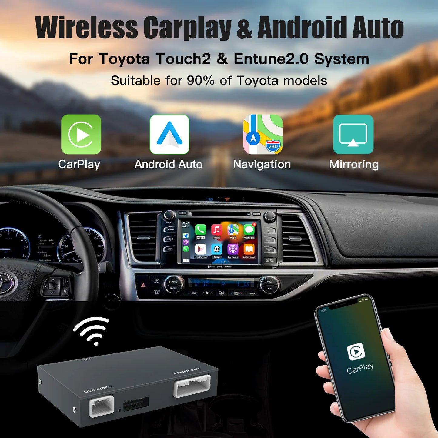 Wireless Carplay Android Auto module For TOYOTA CH-R Corolla Camry Auris prius RAV4 Avensis Highlander car play box Car decoder