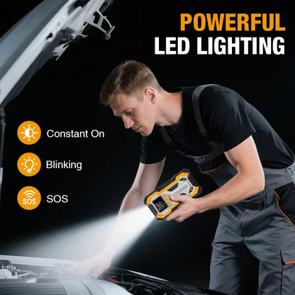 Portable Car Jump Starter 6000A Air Compressor 160PSI, Auto Tire Inflator Battery Booster for 9.0L Gas 6.5L Diesel Car SUV Truck