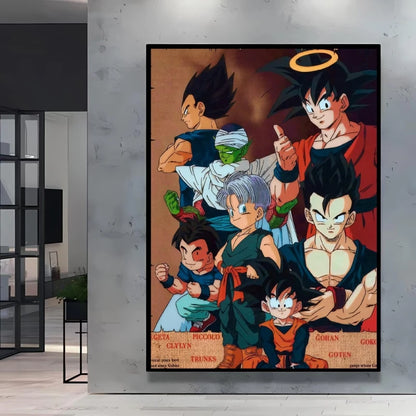 Classic Warm Blood Dragon Ball Posters Anime Pictures Goku Vegeta Son Gohan Wall Art Home Decor Picture Hanging Painting Decor