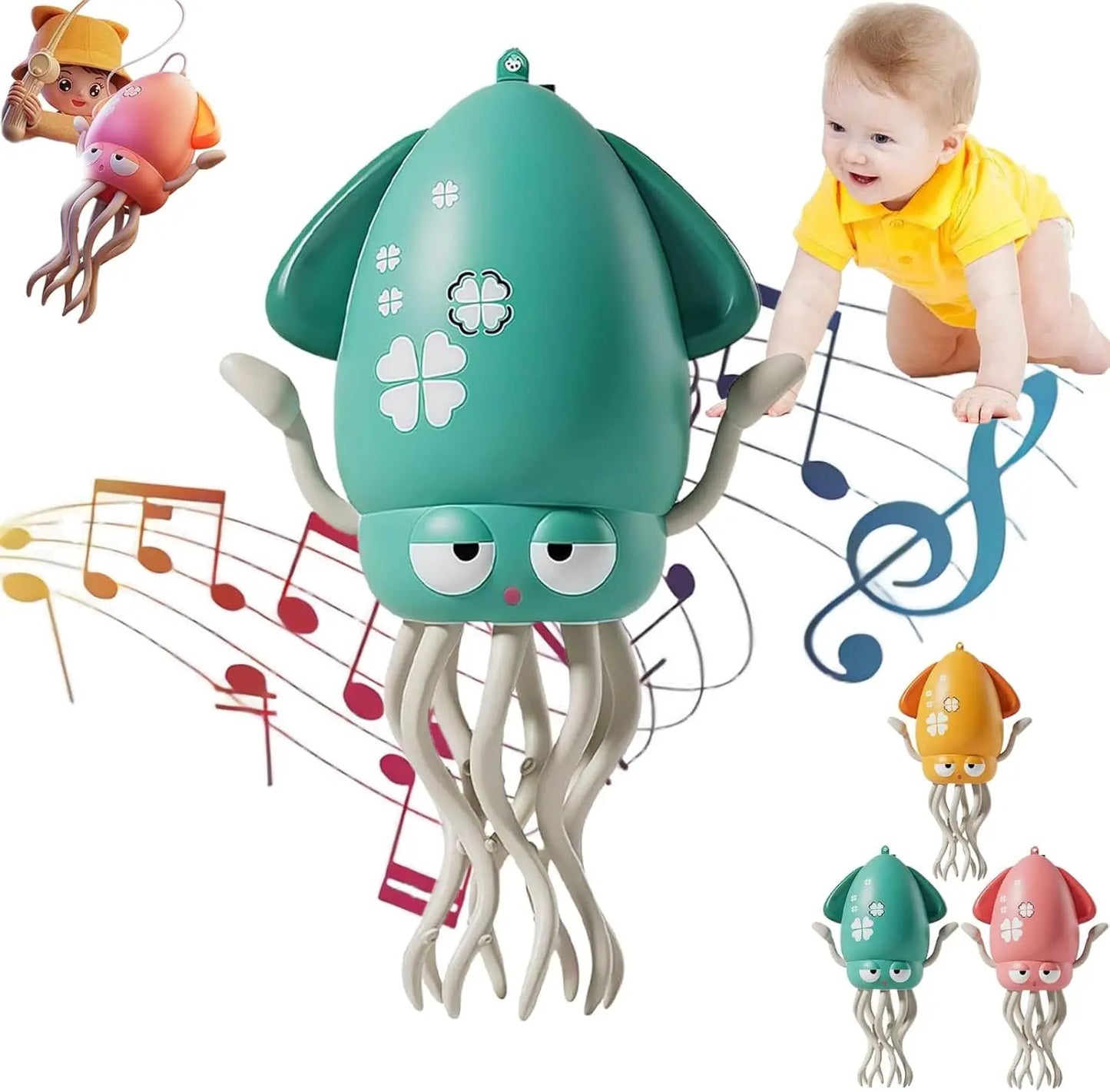 Funny Dancing Jellyfish Squid Fish Dancer Toys for Kids Automatic Obstacle Avoidance Walking Electronic Toy for Baby Children