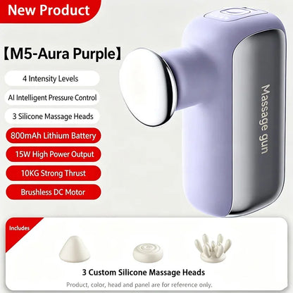 Portable USB Rechargeable Pocket Massager Compact Type with 6 Interchangeable Massage Heads Deep Tissue Massage Device