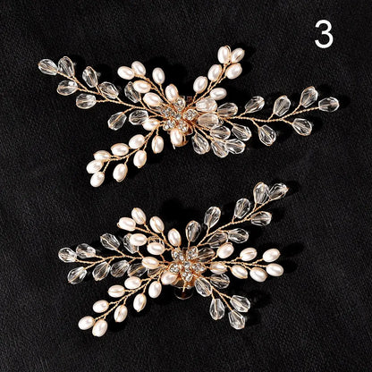 1Pair Wedding Shoes Decorations Pearl Shoes Clip High Heel Shiny Clips Charm Buckle Rhinestone Brooch Bride Pendant Accessories