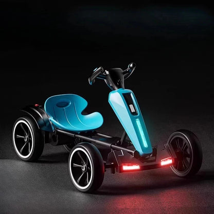 N‌ew Foldable Portable Kids Electric Go-Kart with 390 Motor Cool LED Lights No Assembly Outdoor Off-Road Toy Car for Boys/Girls
