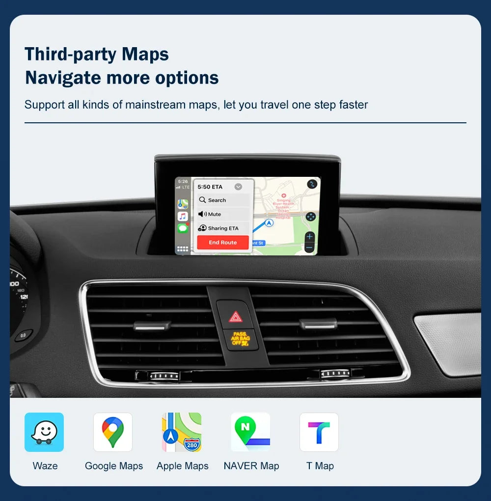CARABC Wireless Carplay module for Audi A1 Q3 RMC HN+ 2009-2018 Year Support Android Auto autolink Airplay Rear Camera Car Play