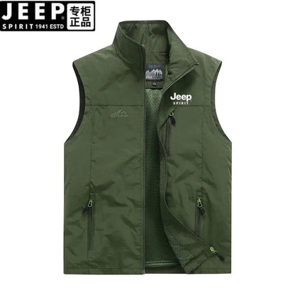 Jeep summer new vest men's outdoor leisure, middle-aged and young photography, fishing vest, horse clip sports jacket men