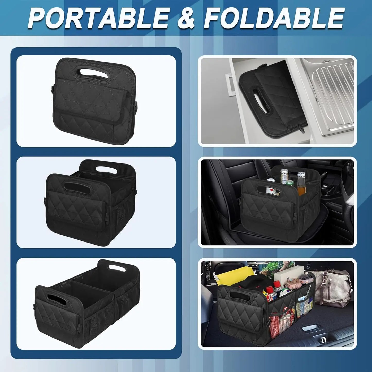 Car Trunk Organizer For Suv Waterproof Polyester Auto Storage Organizer With 6 Pockets Car Accessories Interior