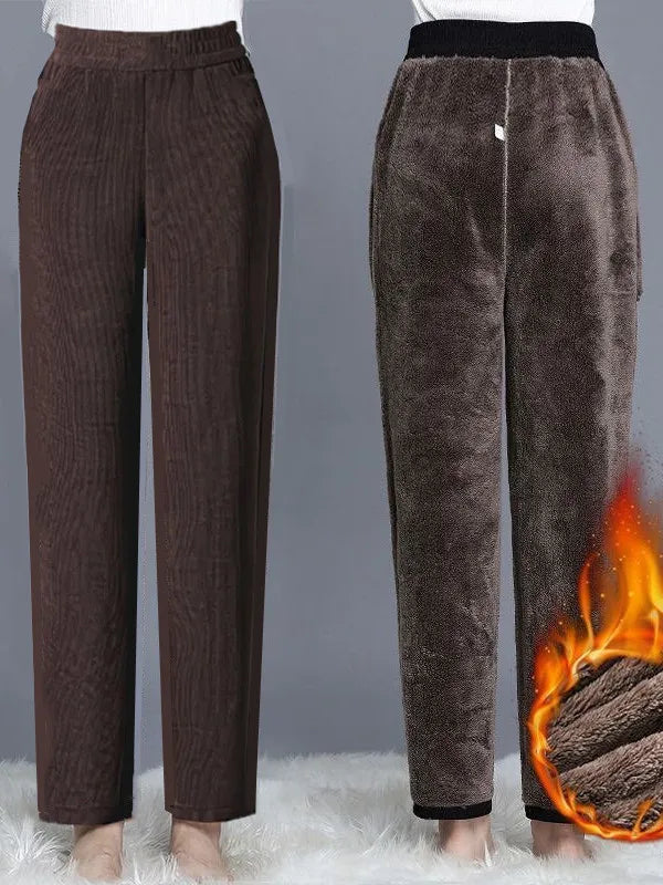 Women's High Waist Straight Leg Corduroy Harlan Pants Thickened Fleece Autumn Winter Loose Casual Trousers plus Size