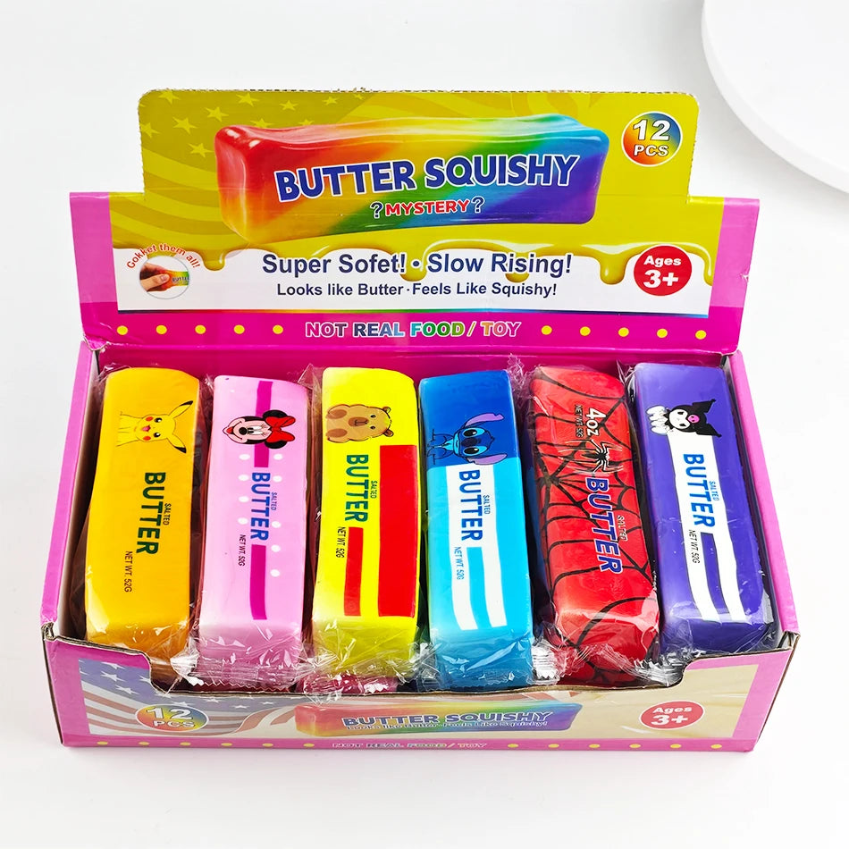 Cartoon Butter Stick Squishy Toy Slow Rising Squeeze Toy Butter Bar Brick Squishy Fidget Toy Anti Stress Release Hand Relax Gift