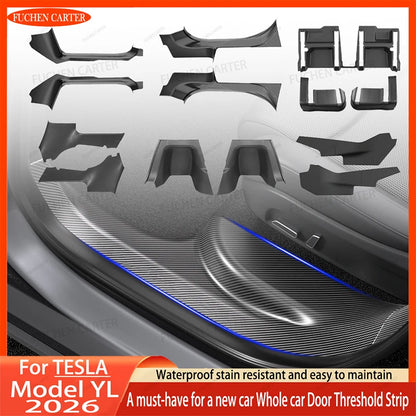 2 4 6 8 Pcs For Tesla New Model YL 2026 TPE Front Rear Door Sill Protector Threshold Strip Anti-kick Guard Panel Waterproof Pad