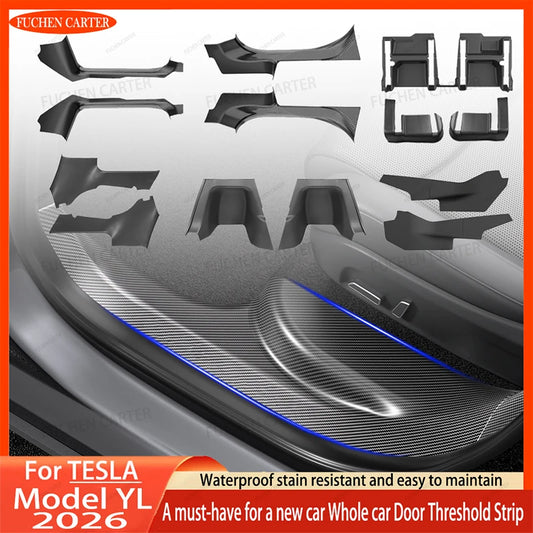 2 4 6 8 Pcs For Tesla New Model YL 2026 TPE Front Rear Door Sill Protector Threshold Strip Anti-kick Guard Panel Waterproof Pad