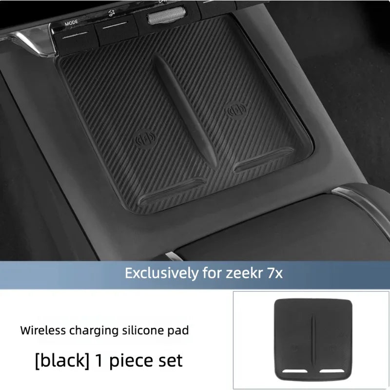 For Zeekr 7X Silicone Center Console Water Cup Frame Cover Anti-slip Wireless Charging Silicone Pad Mat Modify Accessories