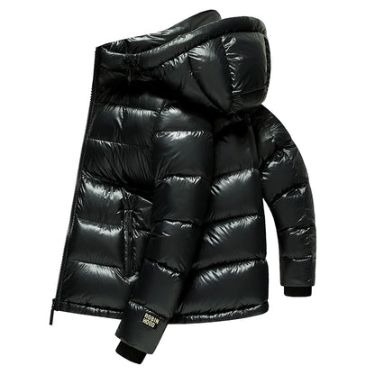 New national standard 90% down winter thickened down jacket, glossy hooded bread jacket, youth down jacket for men's wear