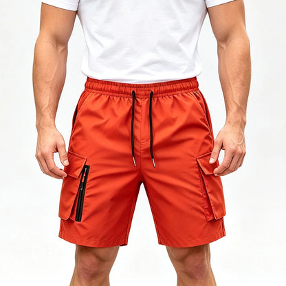 2026 New Men Multi Pocket Cargo Shorts Loose Fit Street Daily Travel Outdoor Summer Drawstring Waist Casual Walking Short Pants