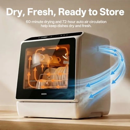 Portable Countertop Dishwashers, Compact Dishwashers with 5L Built-in Water Tank Inlet Hose, 5 Washing Programs, Baby Care, Air