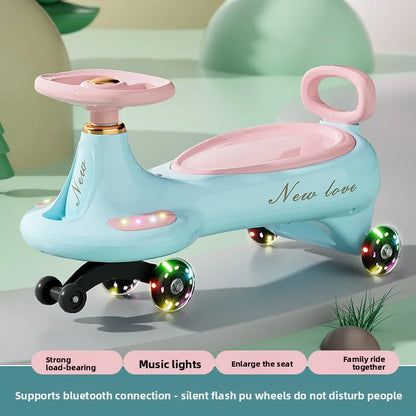 Kids Twist Car Ride Toy Silent Wheels Swivel Adult Seating Children's Wiggle Car Children Swinging and Twisting Car