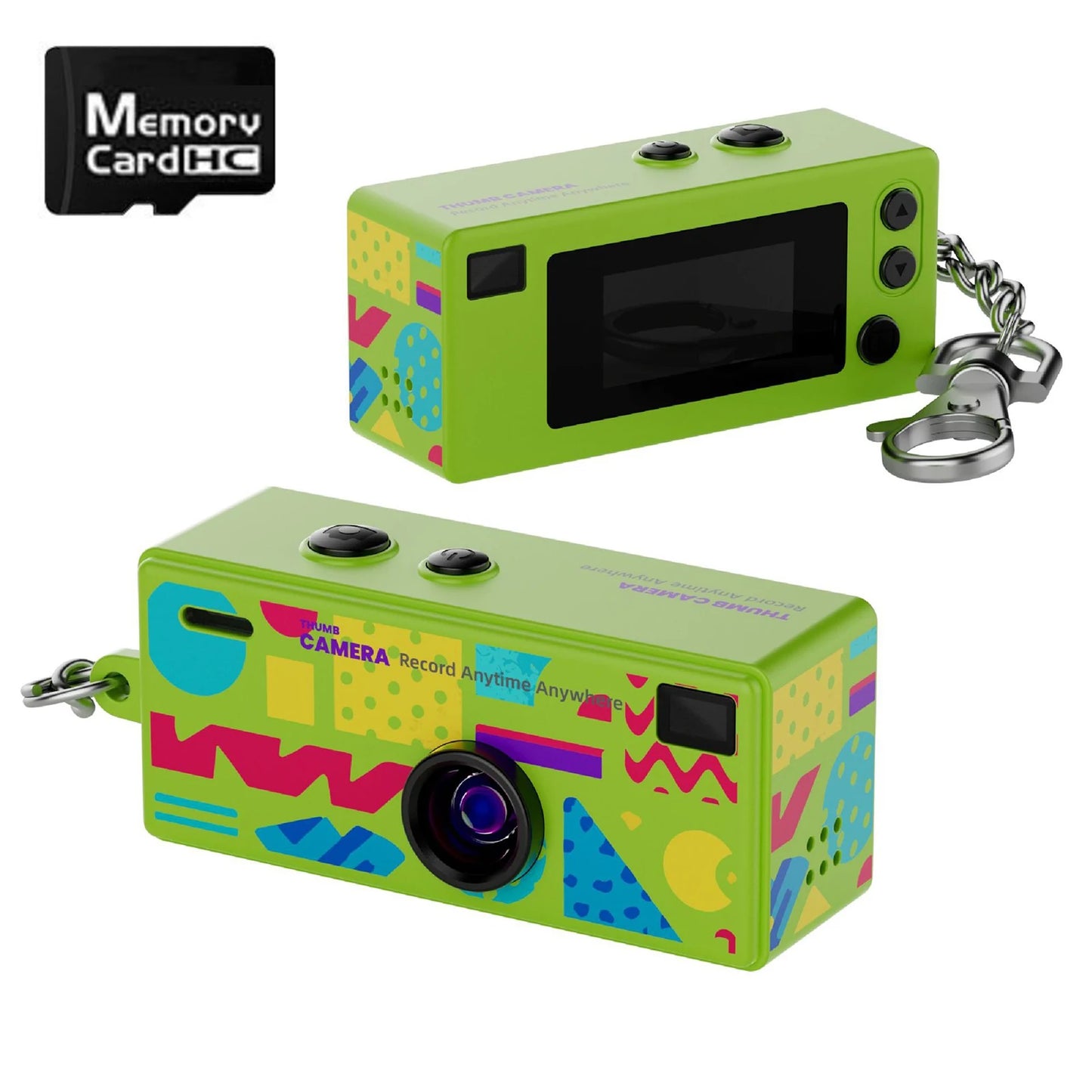 Thumb Keychain Camera 0.96 Inch Retro Mini Action Cameras 1080P Mini Camcorder Audio Video Recorder Support Memory Card for VLOG