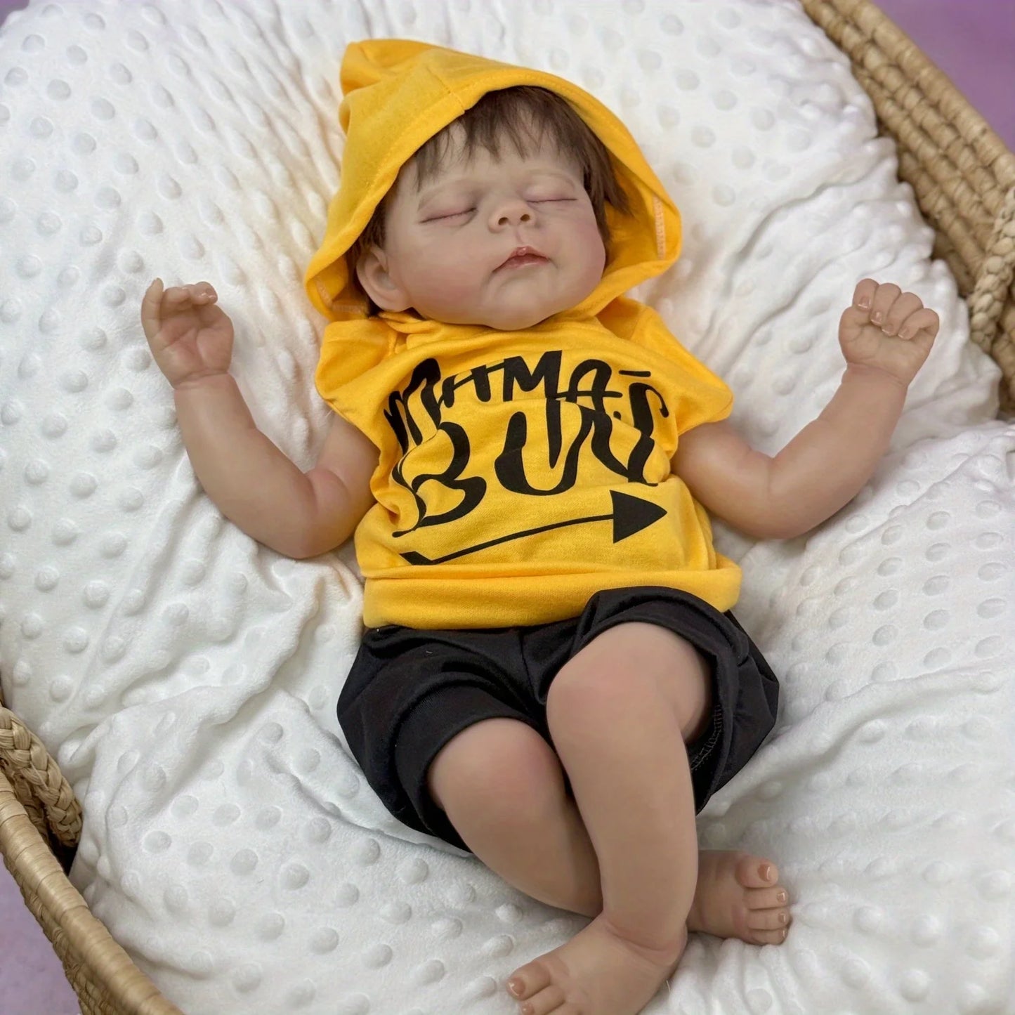 BZDOLL 50 CM Asleep Reborn Baby Art Doll Toy for Kids Lifelike Vinyl Limbs Cloth Body Sweet Babies Doll Handmade Birthday Gift