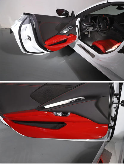 ABS Red For Chevrolet Corvette C8 Stingray Z51 Z06 2020-2023 Car Door Anti-kick Panel Cover Trim Sticker Car Accessories