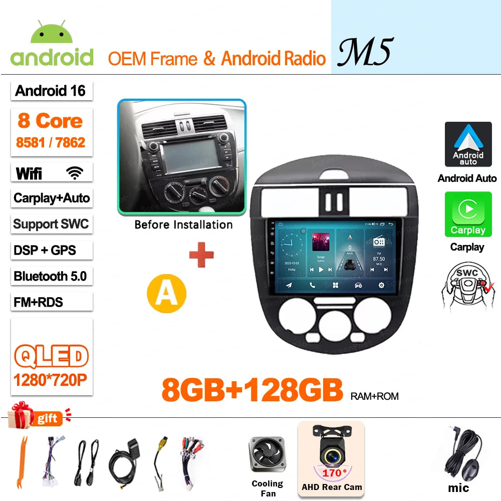 9 inch for Nissan Pulsar 6 NB17 2014 - 2018 Android 16 Wireless CarPlay Car Radio Video Multimedia Player GPS Navi DSP Stereo 4G