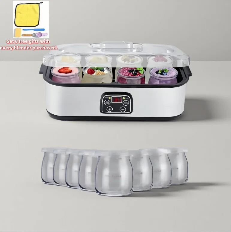 8 Glass Jar Electric Yogurt Maker with Fully Adjustable Fermentation Settings for Customizable Yogurt Making Perfect for Home Use