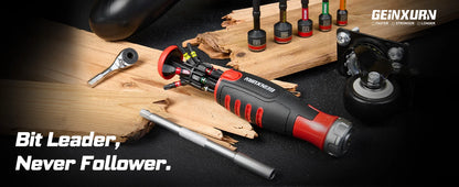 Geinxurn 19 PCS Ratcheting Screwdriver Set, Mini Rachet wrench,Rachet bit Handle and Nut Driver with Impact S2 Screwdriver Bits