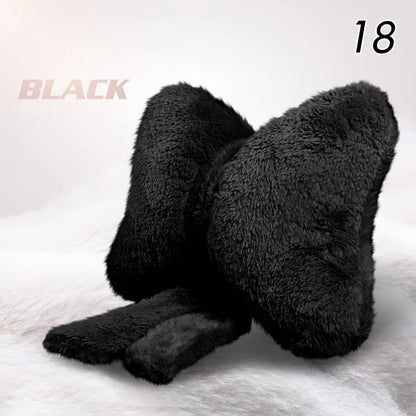 Winter Plush Car Seat Cover Bowknot Fashion Cute Women's Automotive Interior Protector Steering Wheel Warm Cushion Car Pillow