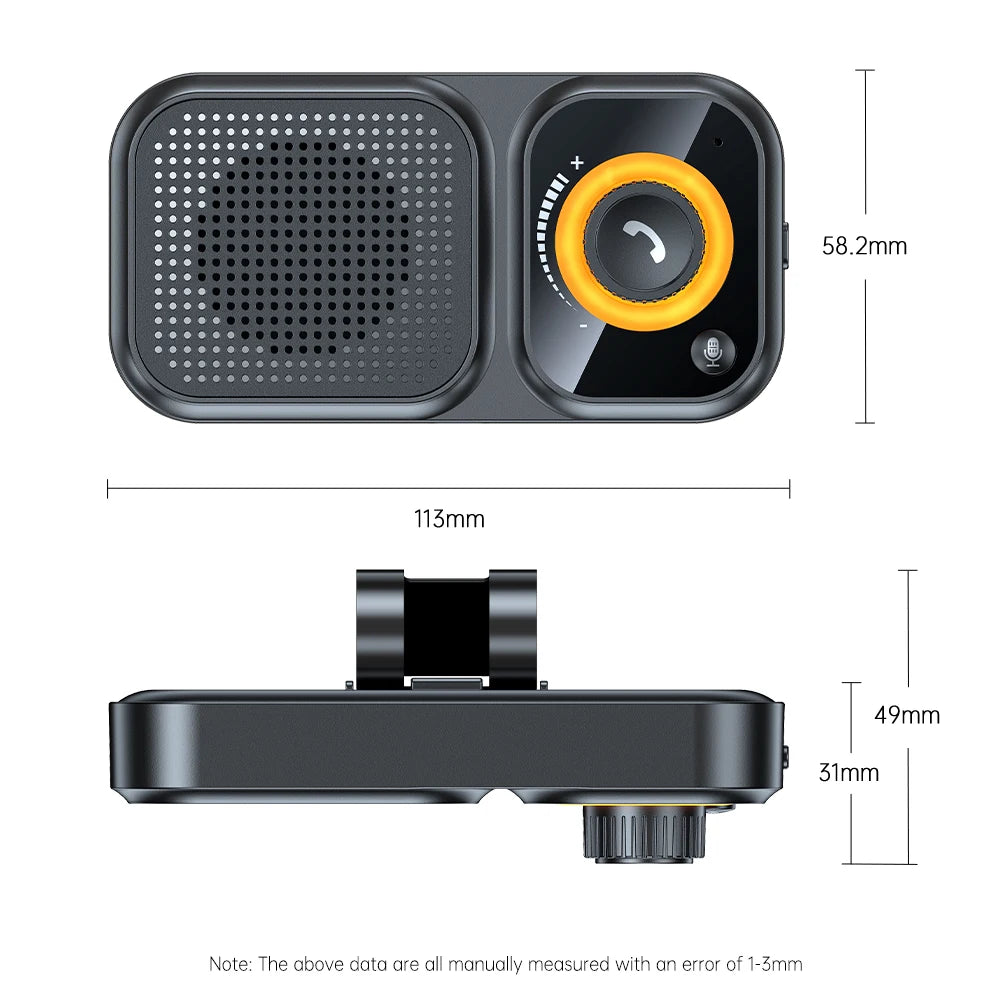 Bluetooth 5.4 Sun Visor Clip Handsfree Car Kit Wireless Audio Receiver MP3 Music Player Speakerphone with Button Support Siri