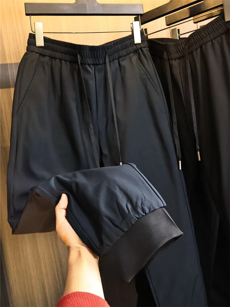 Thickened 90 down Men's Winter Trousers Straight Leg Long Pants Fashionable Urban Casual Pure Color Warm Anti-Cold Duck down ...