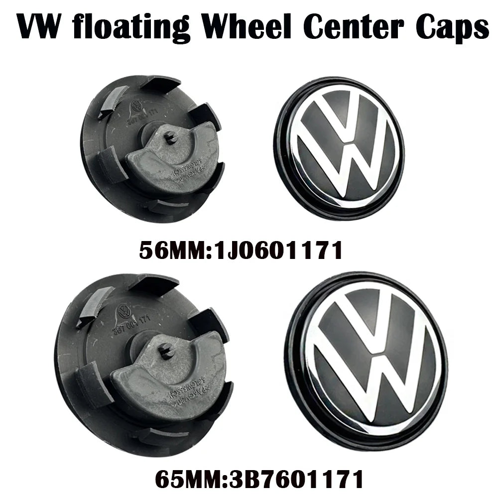 4pcs 56mm 65mm VW floating Car Wheel Center Caps Hubcap Cover for VW Jetta MK5 Golf Passat styling CC Golf 3B7601171 1J0601171