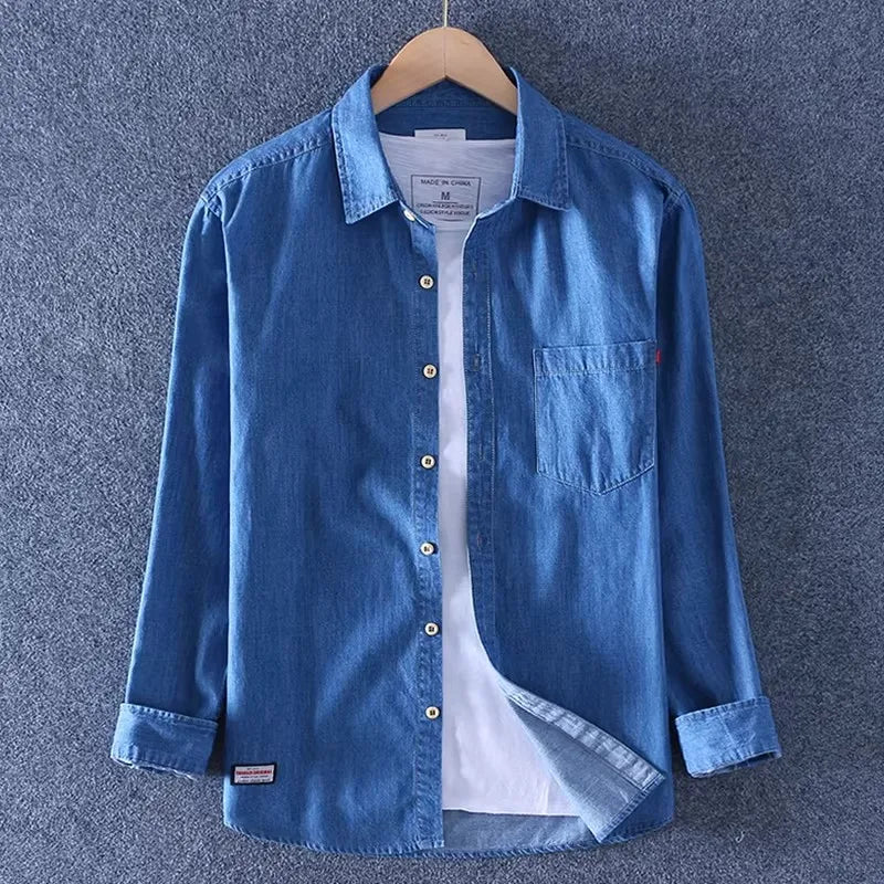 Casual Loose Men's Long Sleeve Denim Shirt Youth Trend Breathable Comfortable Workwear Resistant to Wear And Dirt Spring Autumn