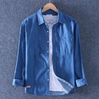 Casual Loose Men's Long Sleeve Denim Shirt Youth Trend Breathable Comfortable Workwear Resistant to Wear And Dirt Spring Autumn