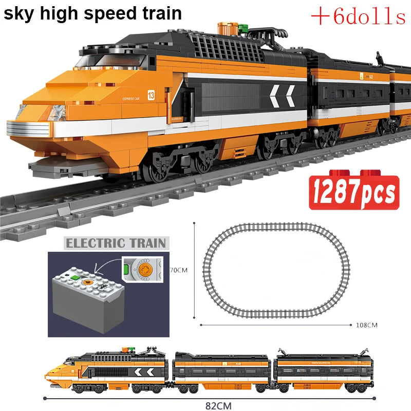 City Trains Flexible Tracks Forked Straight Curved Rails Switch Building Block Bricks High-Tech Creative Toys for kids gifts