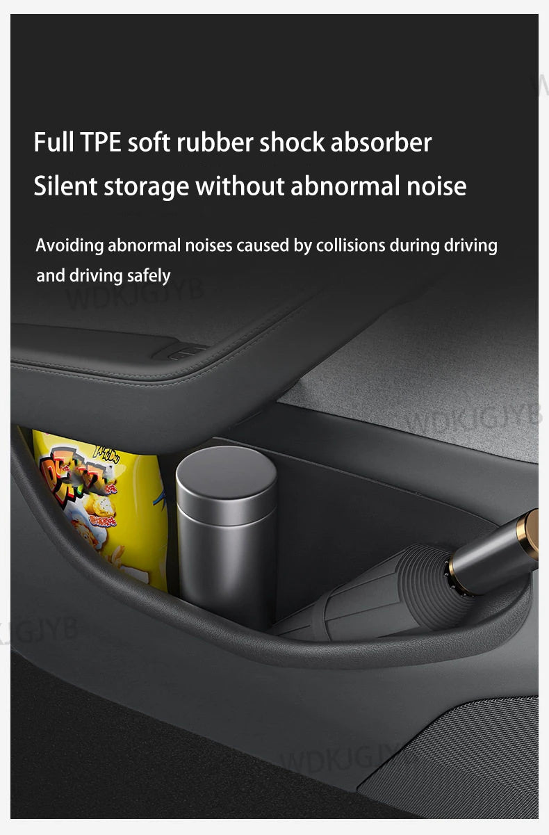 For Tesla Model YL Launch 2026 TPE Door Side Storage Box Front Rear Door Slot Organizer Tray Protector Model YL Door Storage Box