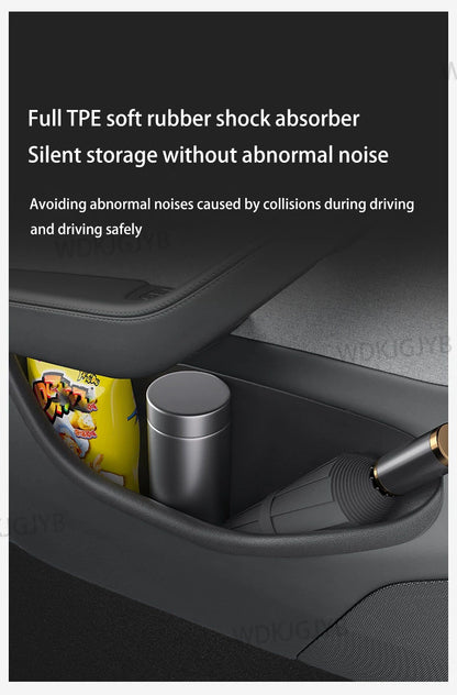 For Tesla Model YL Launch 2026 TPE Door Side Storage Box Front Rear Door Slot Organizer Tray Protector Model YL Door Storage Box