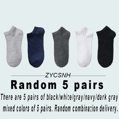 20/10/5 Pairs  Women/Men Boat Socks Black White Grey Cotton Summer No-show Ankle Socks Solid Color Casual Breathable