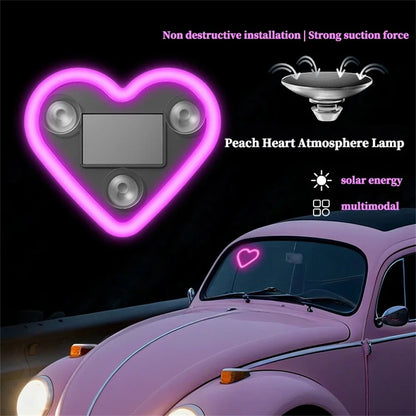 Car Solar Triangle Window Heart-Shaped Light Emitting Heart-Shaped Atmosphere Light Interior Wiring Free Led Atmosphere Ligh