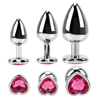 Rose Gold Rainbow Metal Anal Beads Butt Plug Set Colorful Crystal Mini Small Medium Large Anal Plug Jewelry Sex Toy Insert