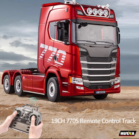 HUINA 1/18 19CH RC Truck 1501 770S Alloy Tractor 2.4G Remote Control Engineering Trailer Truck with Light and Sound Toys