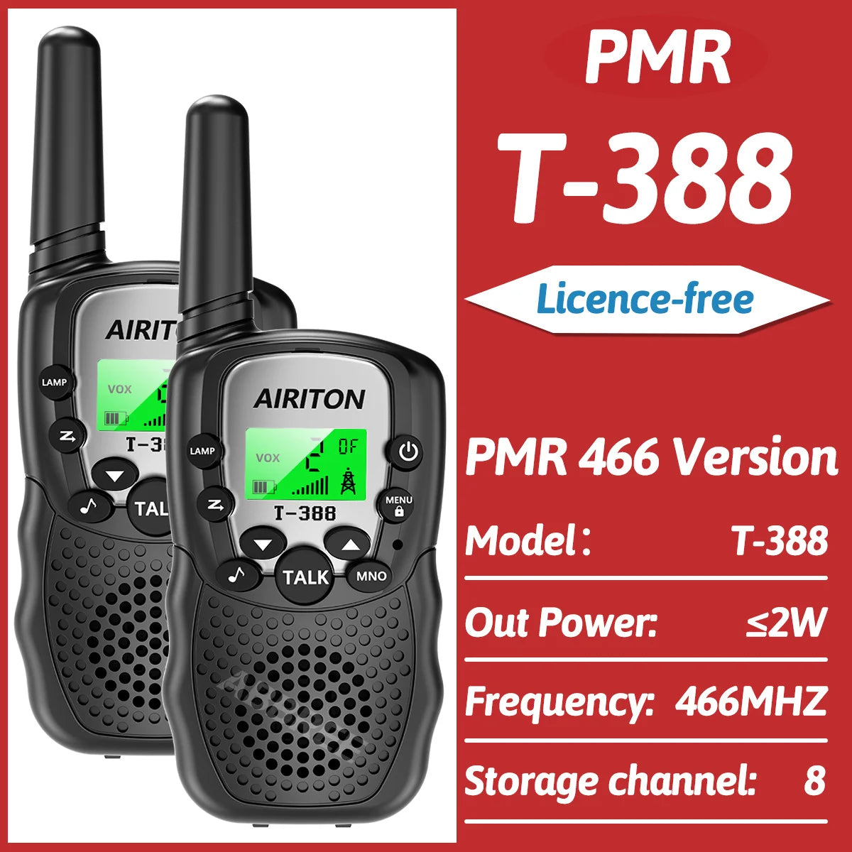 2PCS AIRITON T388 Mini Walkie Talkie Children Toy Gift Kids FRS PMR Long Range VOX Handheld Two Way Radio For Boys Girls
