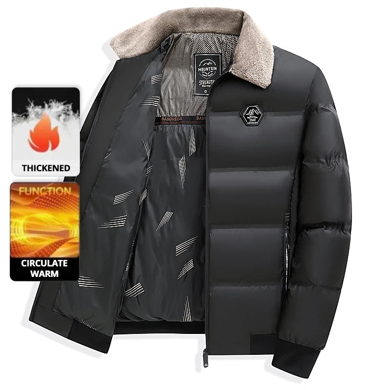 Top Grade Middle-aged Men's Bubble Puffer Parka Jacket Windbreaker Coat Winter Plus Velvet Thickened Short Outerwear