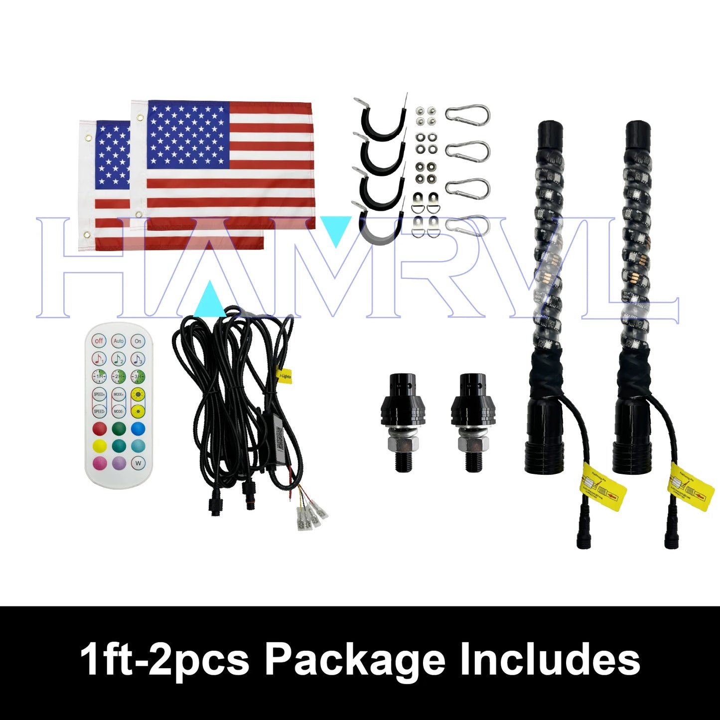 1/2 PCS 2/3/4FT LED Whip Lights RGB Waterproof Multi-Color Flagpole Lamp Bowlight for Offroad Sand Rails Buggies SxS ATV/UTV RZR