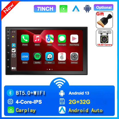 Universal 7"/9"/10“ 2DIN Android 13 4+64G Car Stereo Carplay Android Auto GPS Navigation Bluetooth FM RDS Radio WIFI Touchscreen