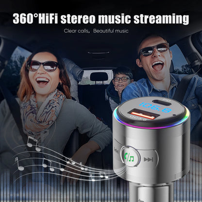 LENCENT Bluetooth 5.3 FM Transmitter Full Metal Bluetooth Car Adapter with PD 20W & QC3.0 Fast Charger Hi-Fi Music Adapter