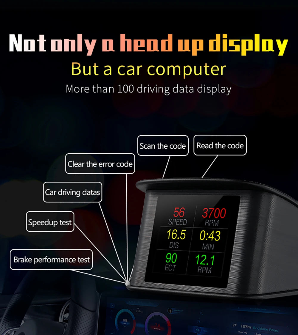 Car Head Up Display On-board Computer Car Digital OBD2 Mileage OBD Driving Computer Display Speedometer Temperature Gauge